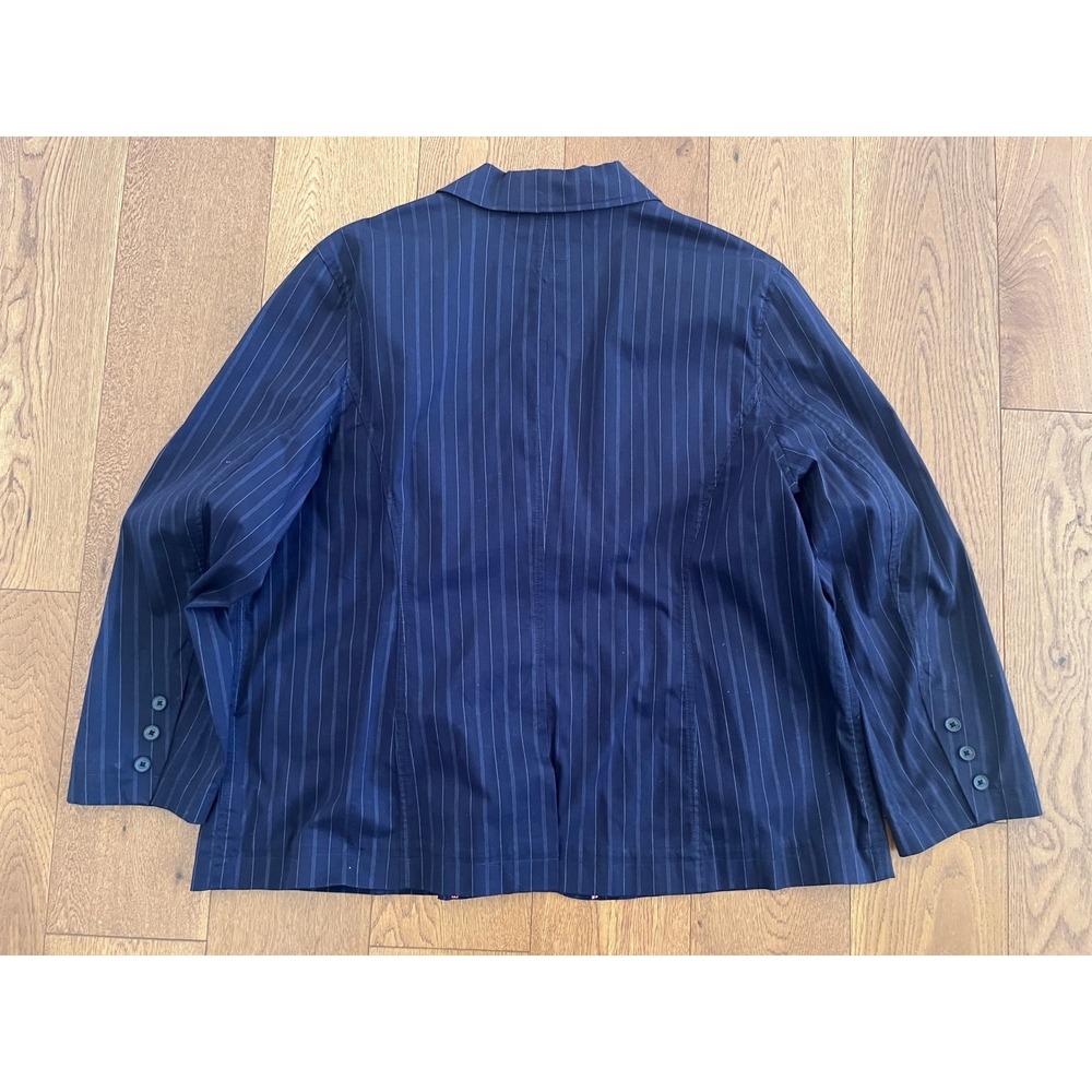 Tommy Hilfiger Blazer Womens 24 Navy Excellent Pinstripe Cotton Stretch Y2K - Picture 13 of 13